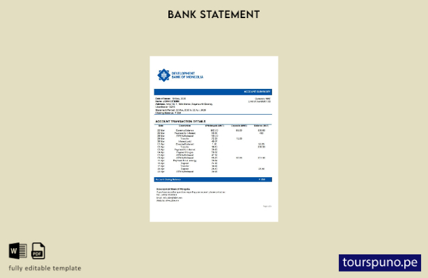 listo para imprimir Plantilla de Word   estado de cuenta del Banco de Desarrollo
